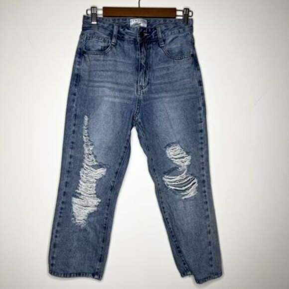 Twelve by Ontwelfth High Rise Boyfriend Jeans Distressed Straight Leg - Picture 1 of 10